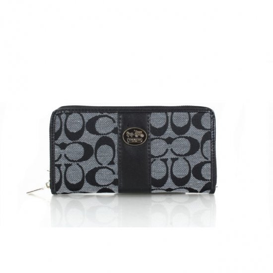 Coach Zippy Logo Signature Small Grey Wallets FER  Coach Zippy Logo Signature Small Grey Wallets FER